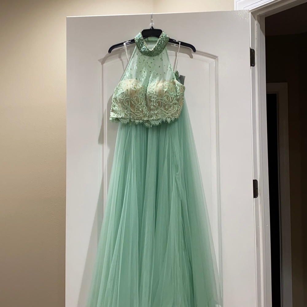 Sherri Hill Two Piece Beaded High Neckline Dress